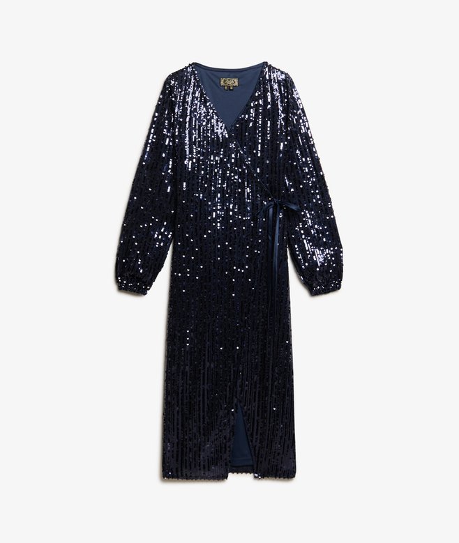 Sequin Wrap Maxi Dress