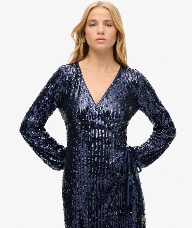 Sequin Wrap Maxi Dress