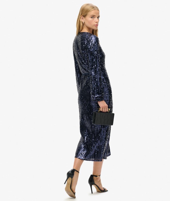 Sequin Wrap Maxi Dress