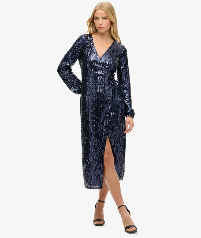 Sequin Wrap Maxi Dress