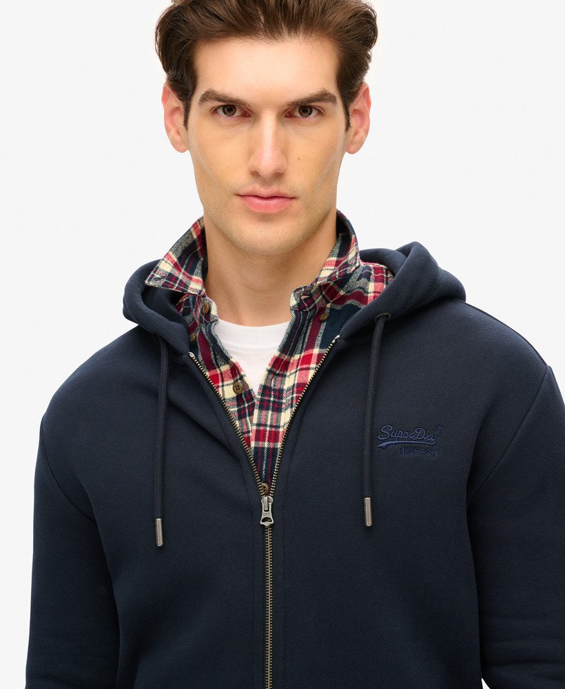mens Essential Logo Zip Hoodie in Eclipse Navy | Superdry UK