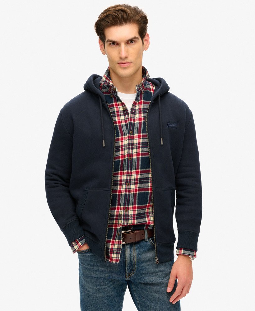 【Superdry】Superdry Essential ロゴ ジップパーカー mens Essential Logo Zip Hoodie in Eclipse Navy | Superdry UK