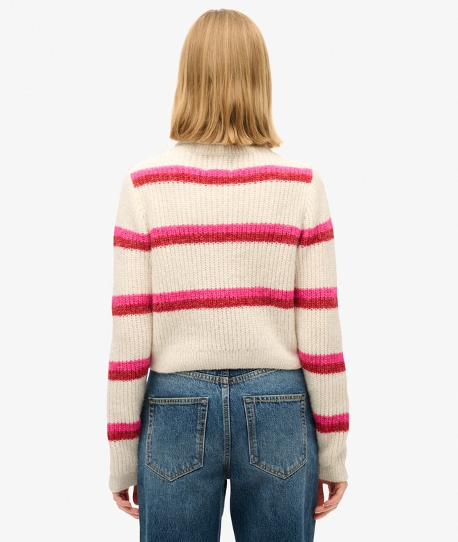 Stripe Cropped Roll Neck Jumper
