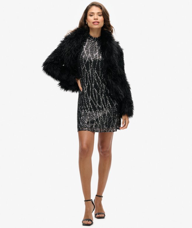 Sleeveless Sequin A Line Mini Dress