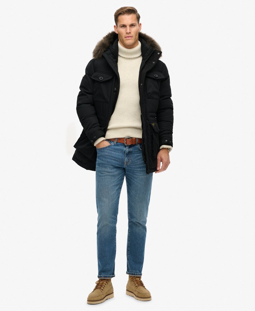 mens Chinook Faux Fur Parka Coat in NOIR | Superdry CA-EN