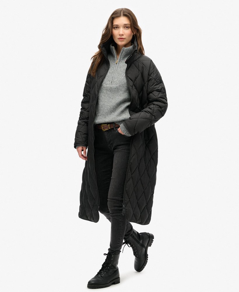 ジャケット・アウター Liora Long Quilted Down Coat black / M Amazon.com: ELORA Women's Warm Winter Heavyweight Quilted 40' inch