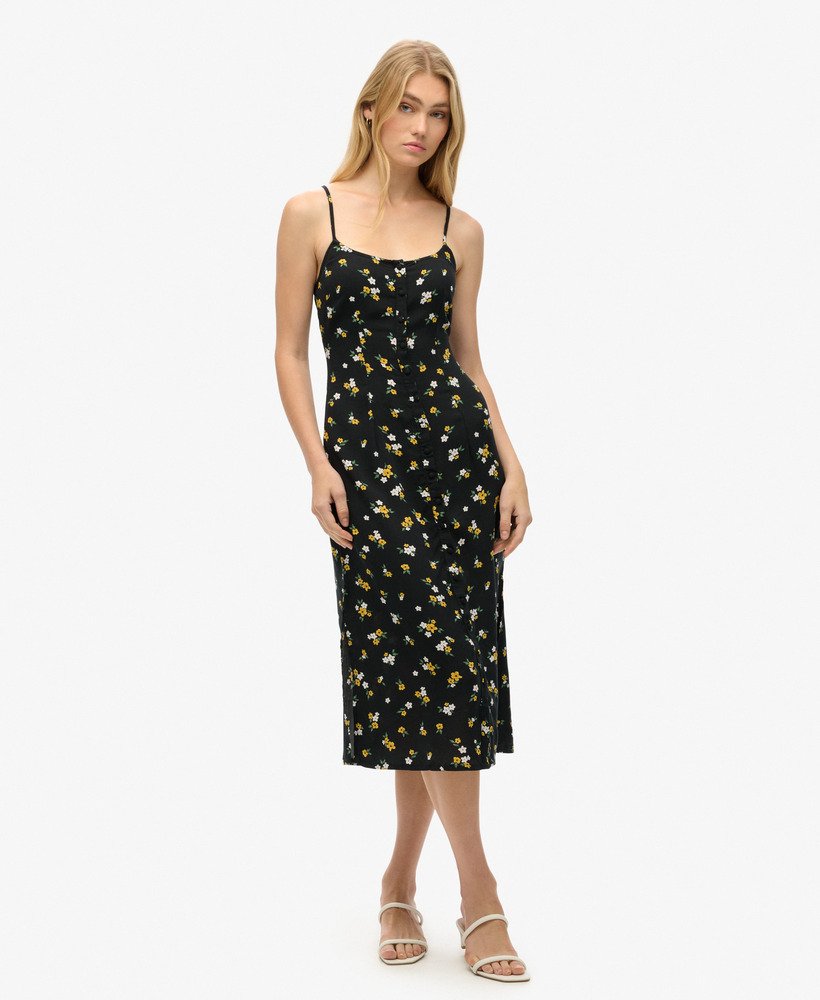 flowy v neck midi dress Flowy V-Neck Midi Dress S / Midnight Blue