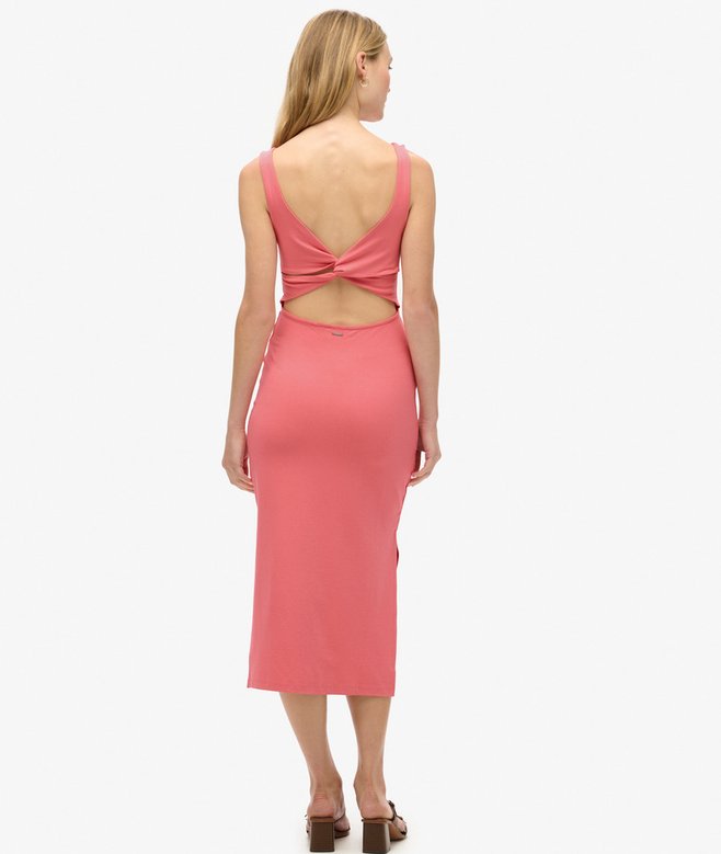 Jersey Twist Back Midi Dress