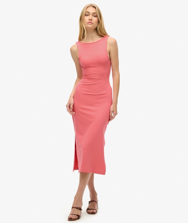 Jersey Twist Back Midi Dress