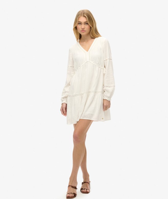Ibiza Long Sleeve Tiered Mini Dress