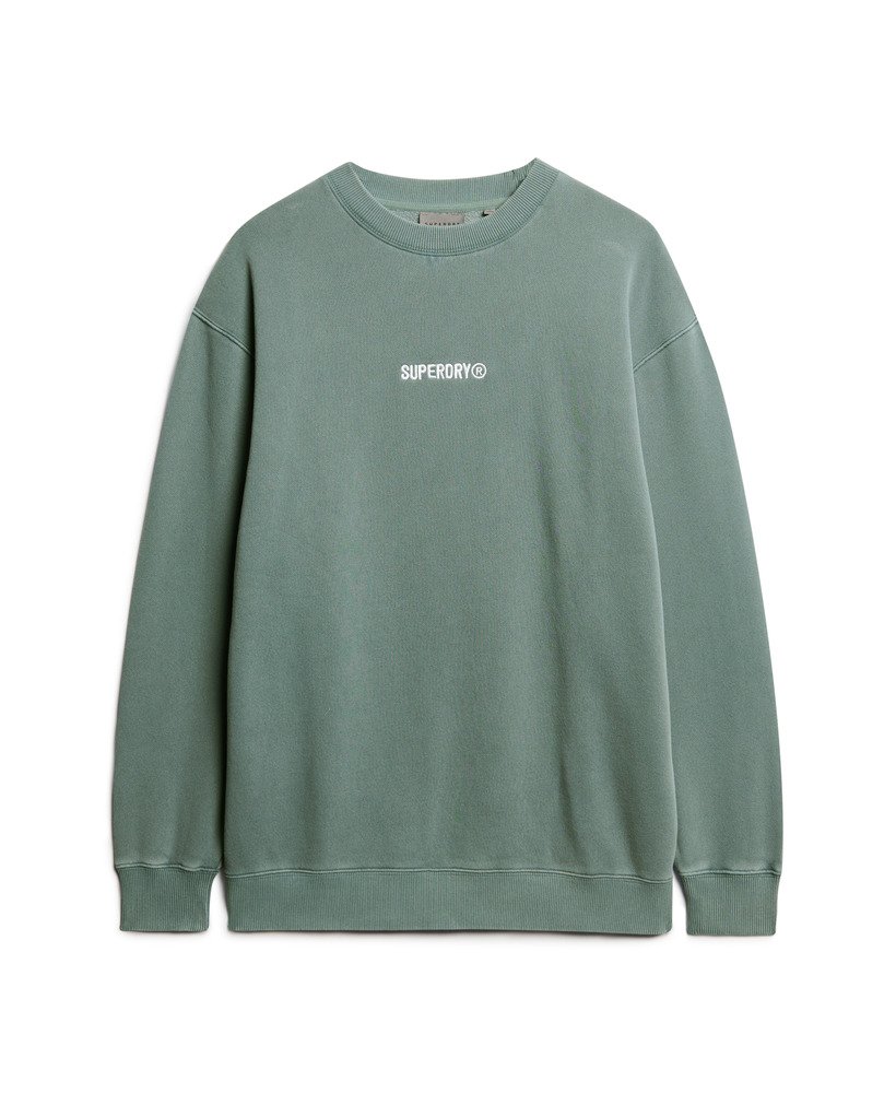 【Superdry】アーミー カーキ マイクロロゴ グラフィック ルーズ mens Micro Logo Graphic Loose Crew Sweatshirt in Stormy