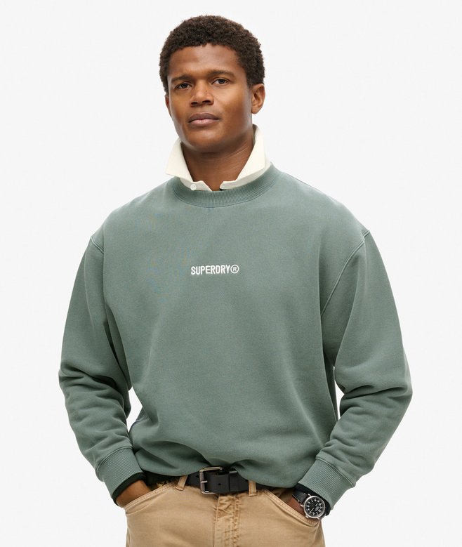 superdry Sudadera suelta de cuello redondo con micrologotipo estampado