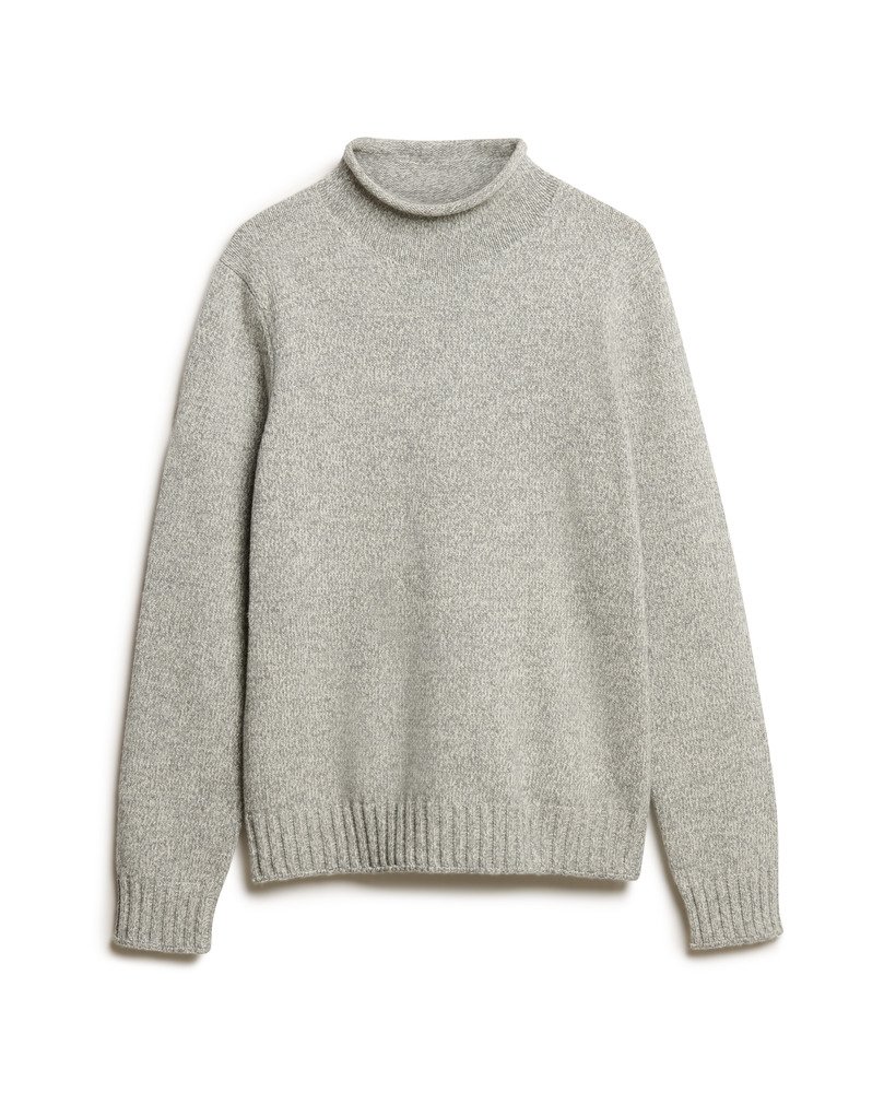 mens 90s Roll Neck Jumper in Rune Grey Marl | Superdry US