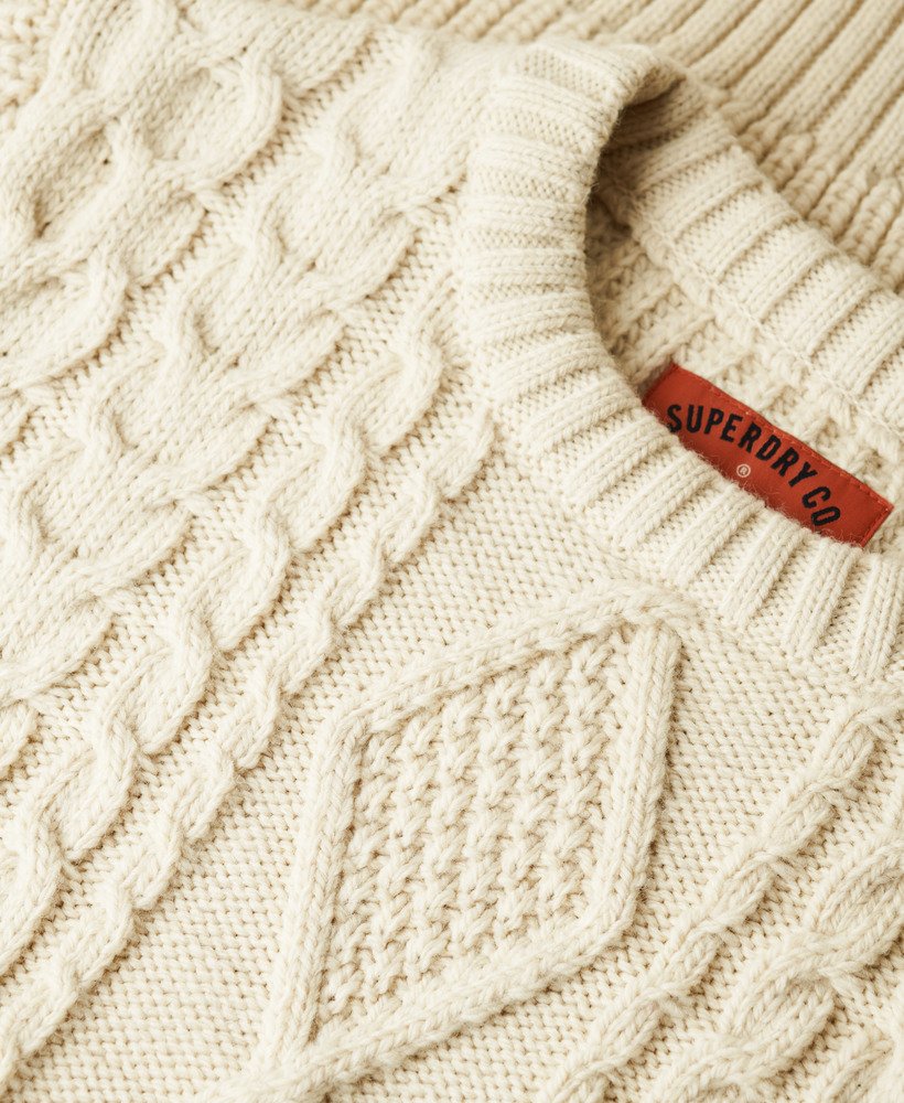 mens Jacob Cable Knit Jumper in ECRU | Superdry US