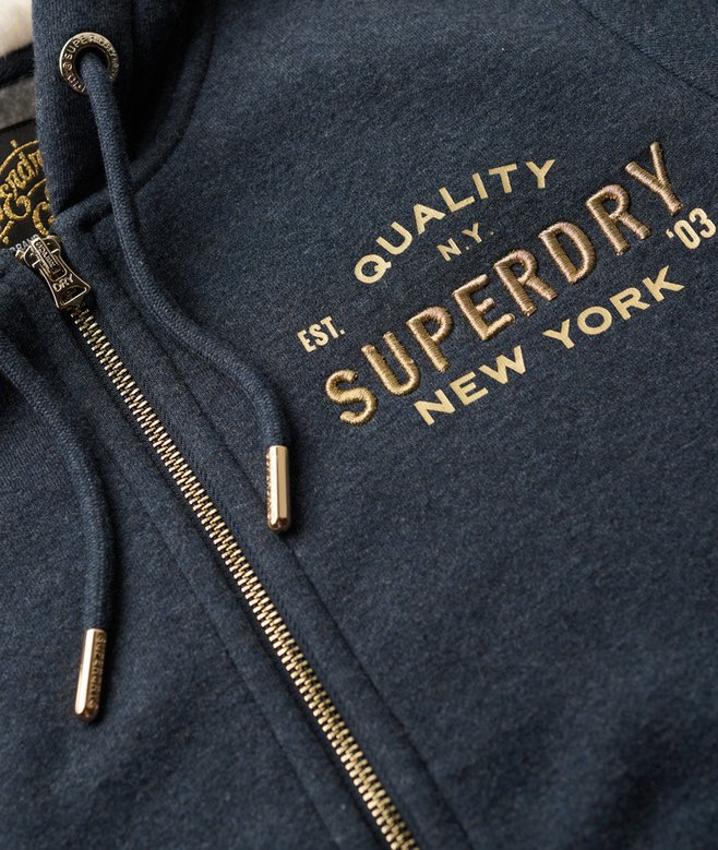 Luxe Metallic Logo Zip Hoodie