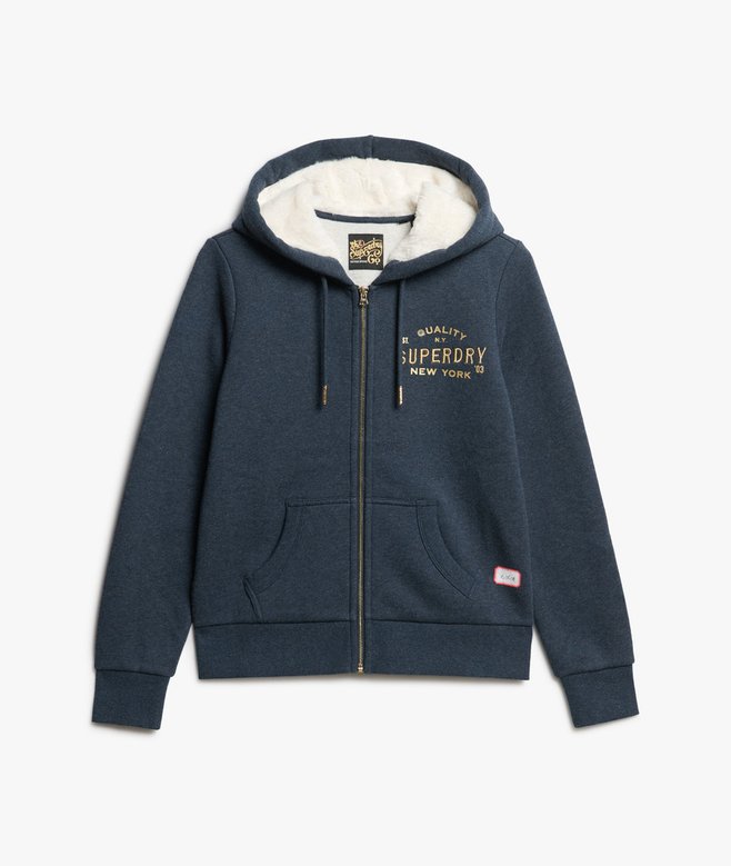 Luxe Metallic Logo Zip Hoodie