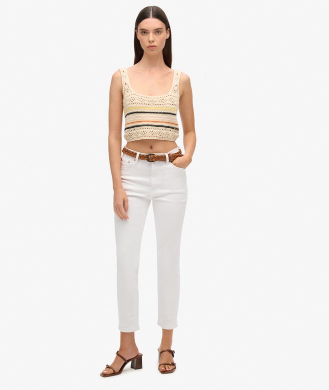 Lace-up Crochet Cropped Vest Top