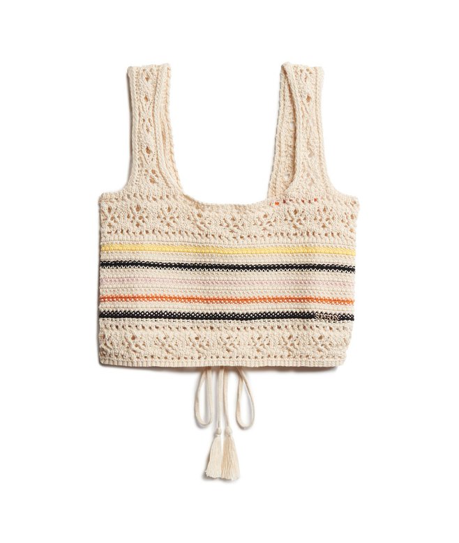 Lace-up Crochet Cropped Vest Top