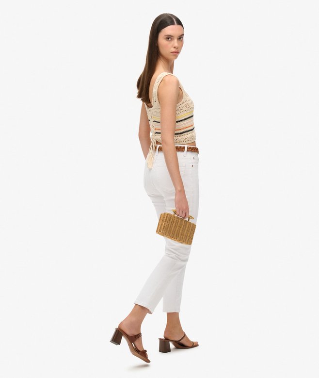Lace-up Crochet Cropped Vest Top