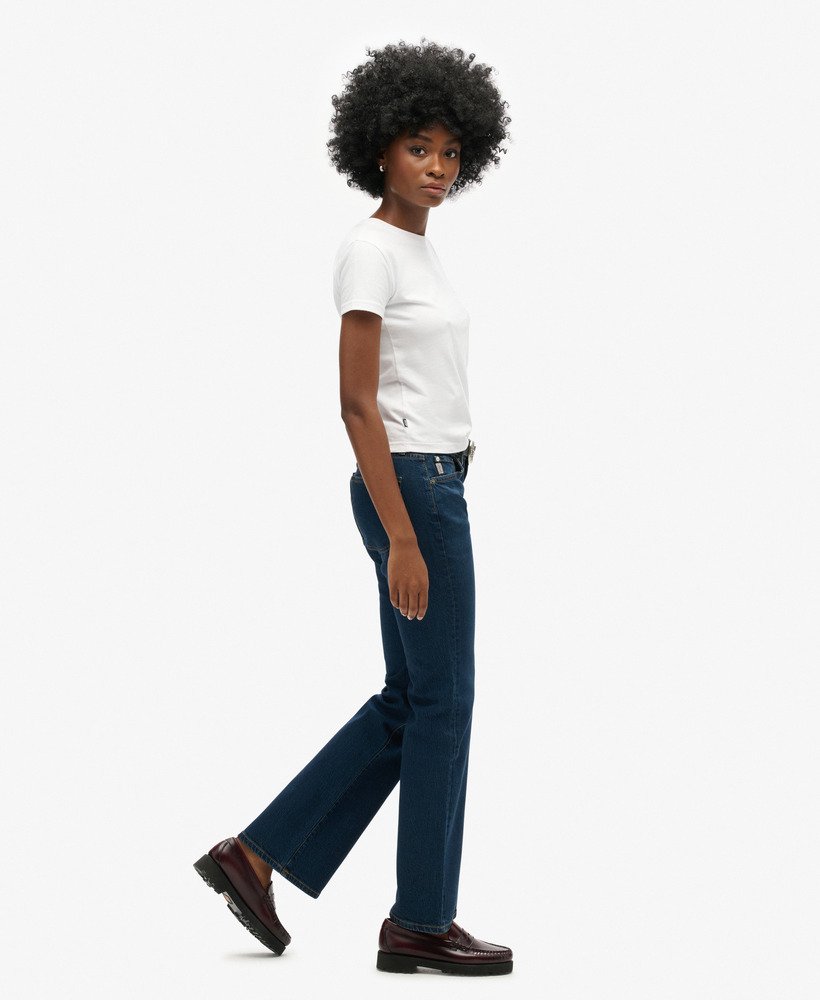 womens Vintage Mid Rise Slim Flare Jeans in Van Dyke Mid