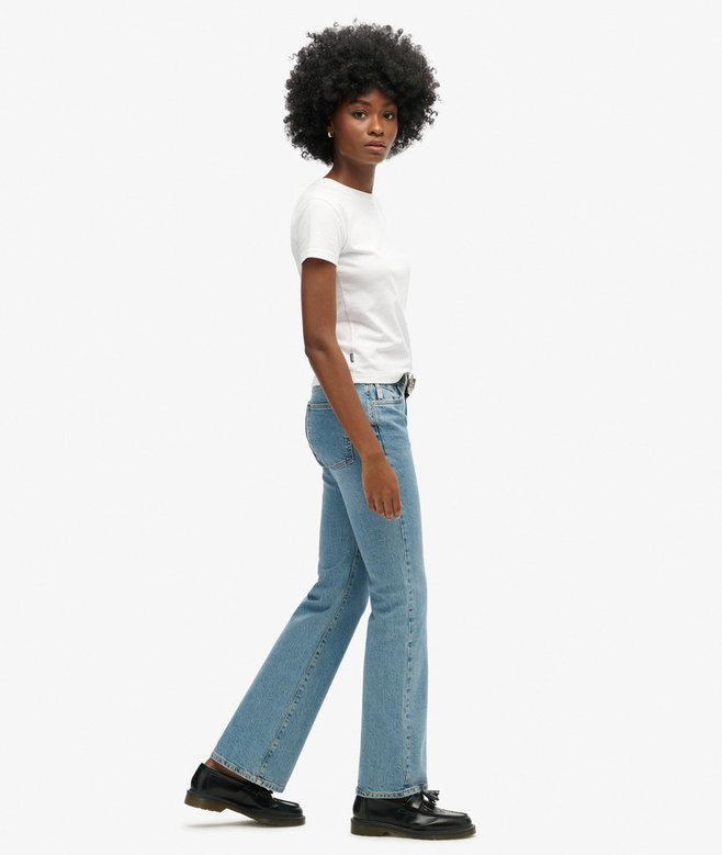 Vintage Mid Rise Slim Flare Jeans