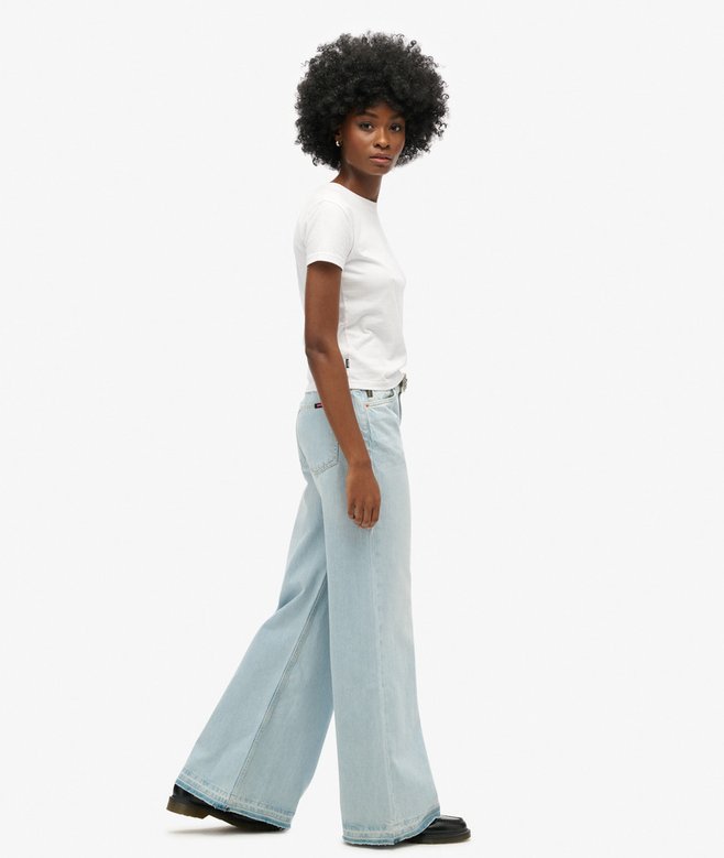 Raw Hem Wide Leg Flare Jeans