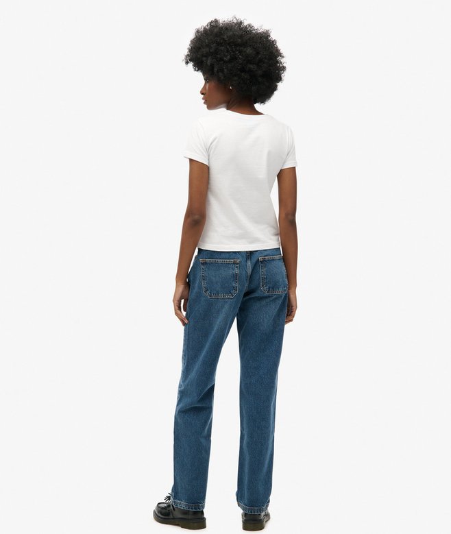 Mid Rise Straight Leg Jean