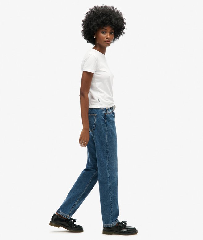 Mid Rise Straight Leg Jean