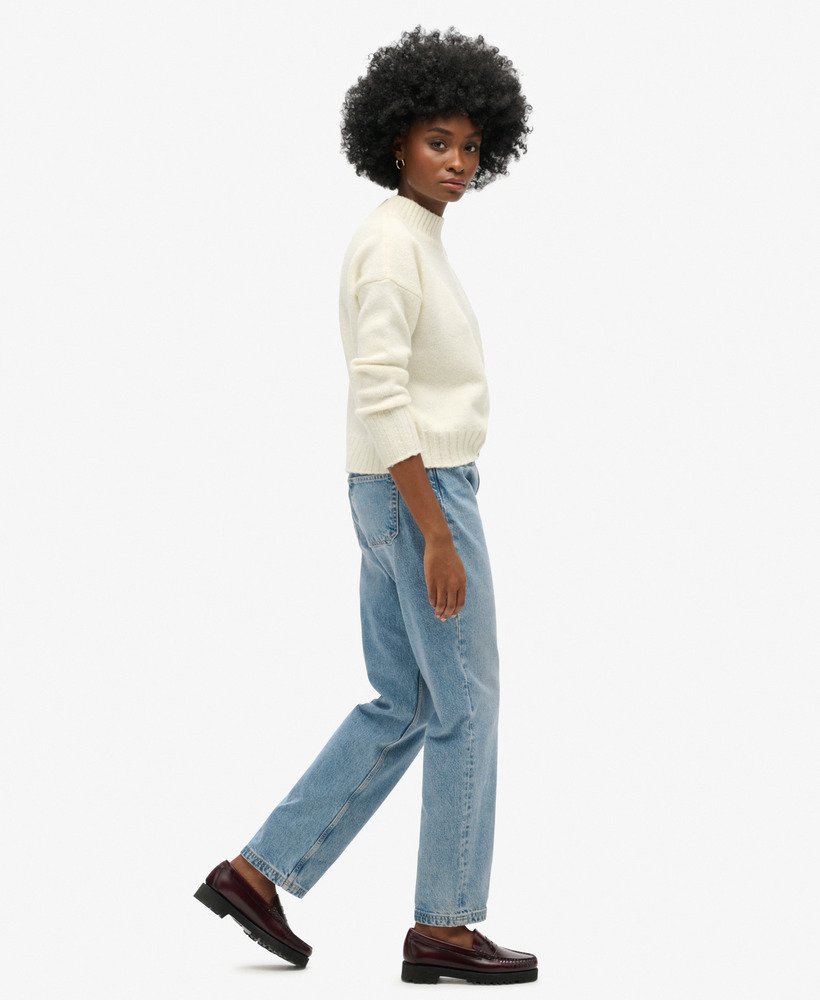 womens Organic Cotton Wide Leg Jeans in Lenox Grey | Superdry US