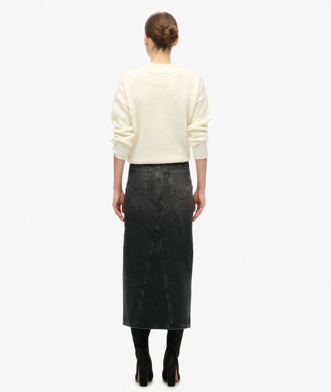 Denim Split Maxi Skirt