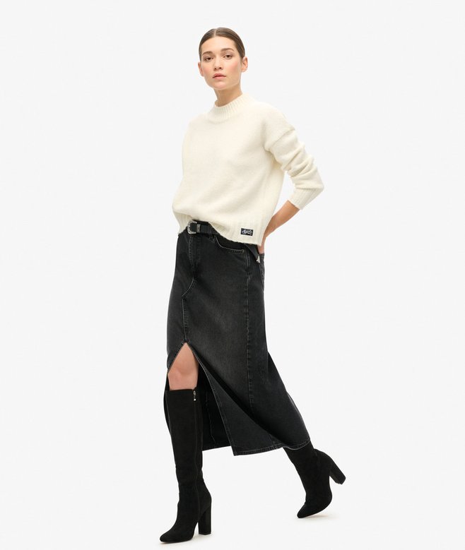Denim Split Maxi Skirt