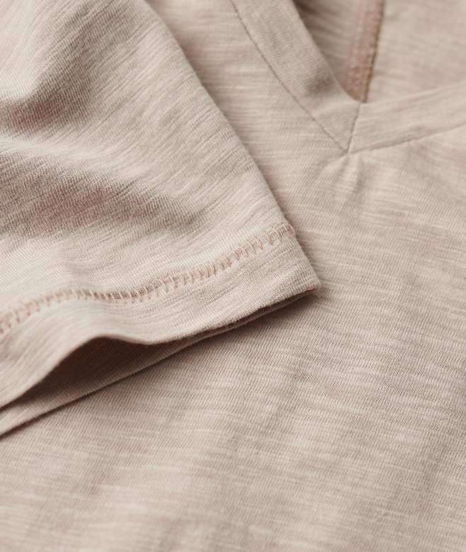 Slub Embroidered V-Neck T-Shirt