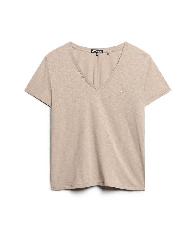 Slub Embroidered V-Neck T-Shirt
