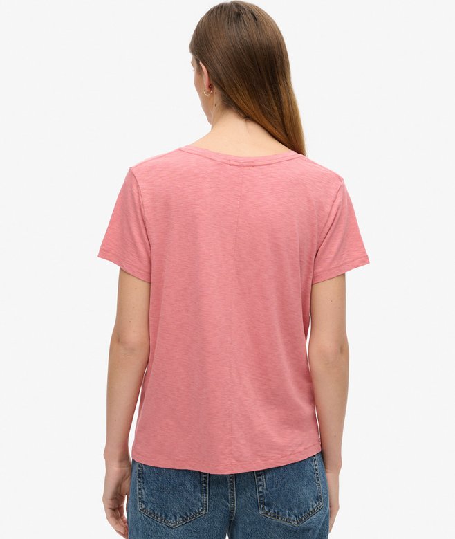 Slub Embroidered V-Neck T-Shirt