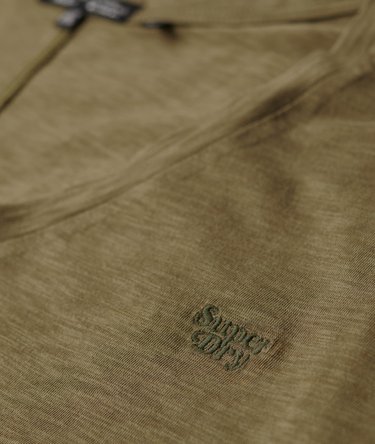 Slub Embroidered V-Neck T-Shirt Image 5