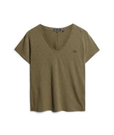 Slub Embroidered V-Neck T-Shirt Image 7