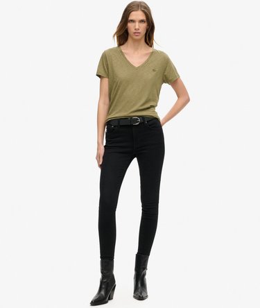 Slub Embroidered V-Neck T-Shirt Image 2