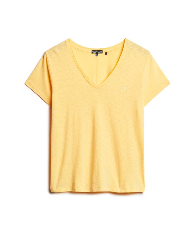 Slub Embroidered V-Neck T-Shirt