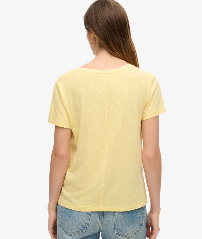 Slub Embroidered V-Neck T-Shirt