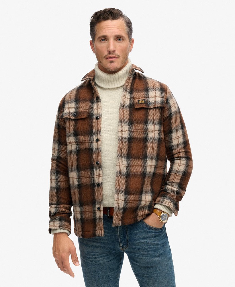 mens Wool Miller Overshirt in Roderick Check Brown | Superdry CA-EN