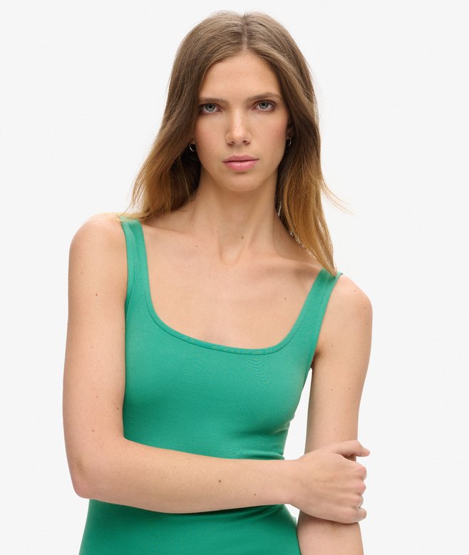 Square Neck Jersey Midi Dress