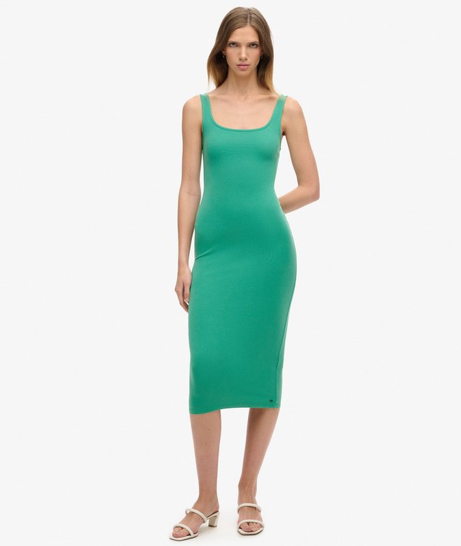 Square Neck Jersey Midi Dress