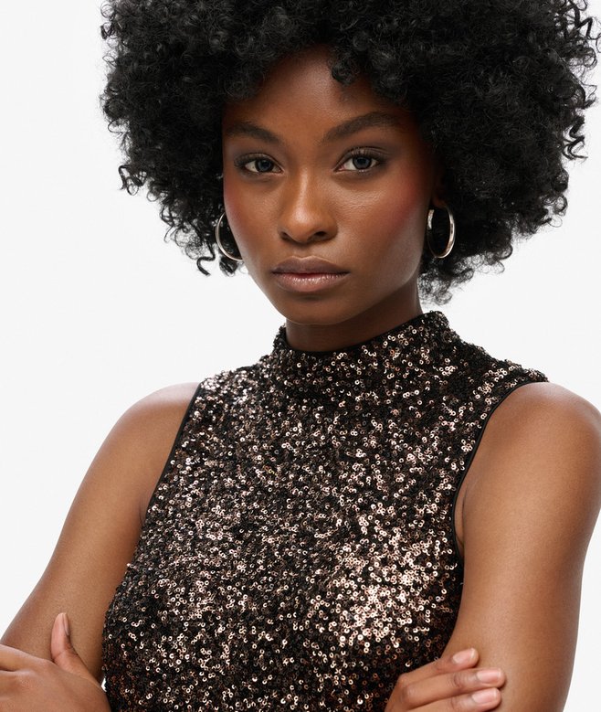 Sleeveless Sequin A Line Mini Dress