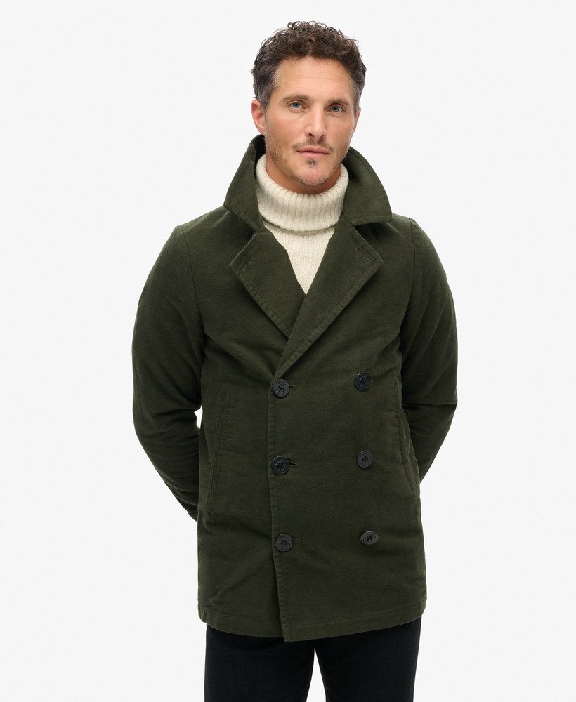 mens The Merchant Store - Moleskin Pea Coat in Surplus Goods Olive