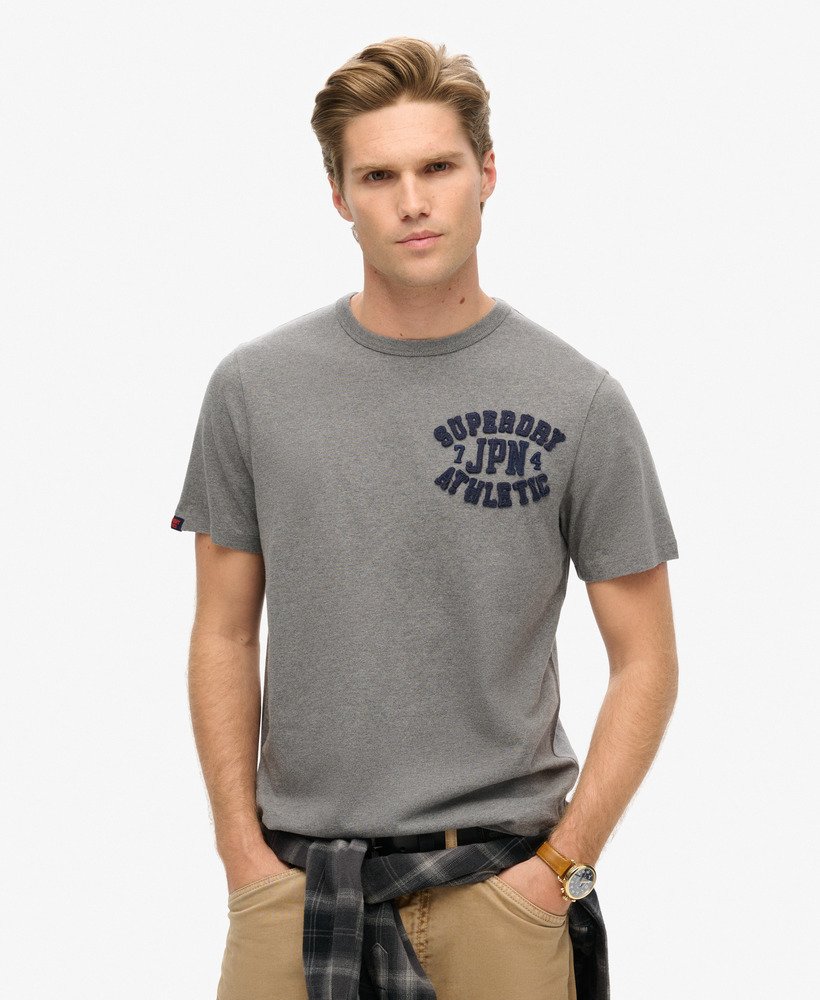 mens Vintage Athletic Short Sleeve T-Shirt in MID GREY MARL