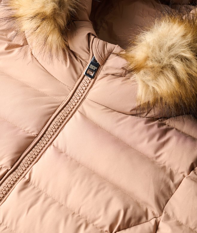 Fuji Faux Fur Hood Mid Length Puffer Coat