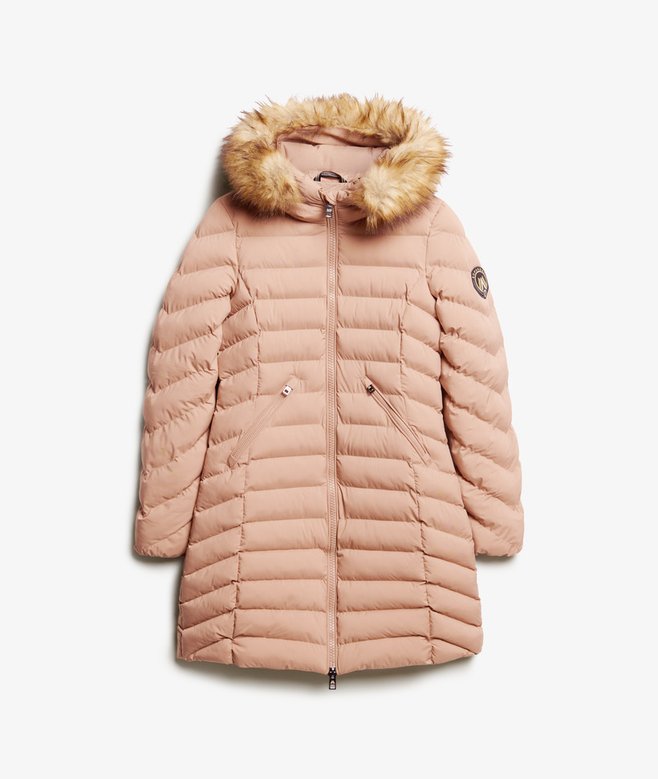 Fuji Faux Fur Hood Mid Length Puffer Coat