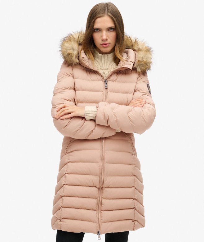 Fuji Faux Fur Hood Mid Length Puffer Coat