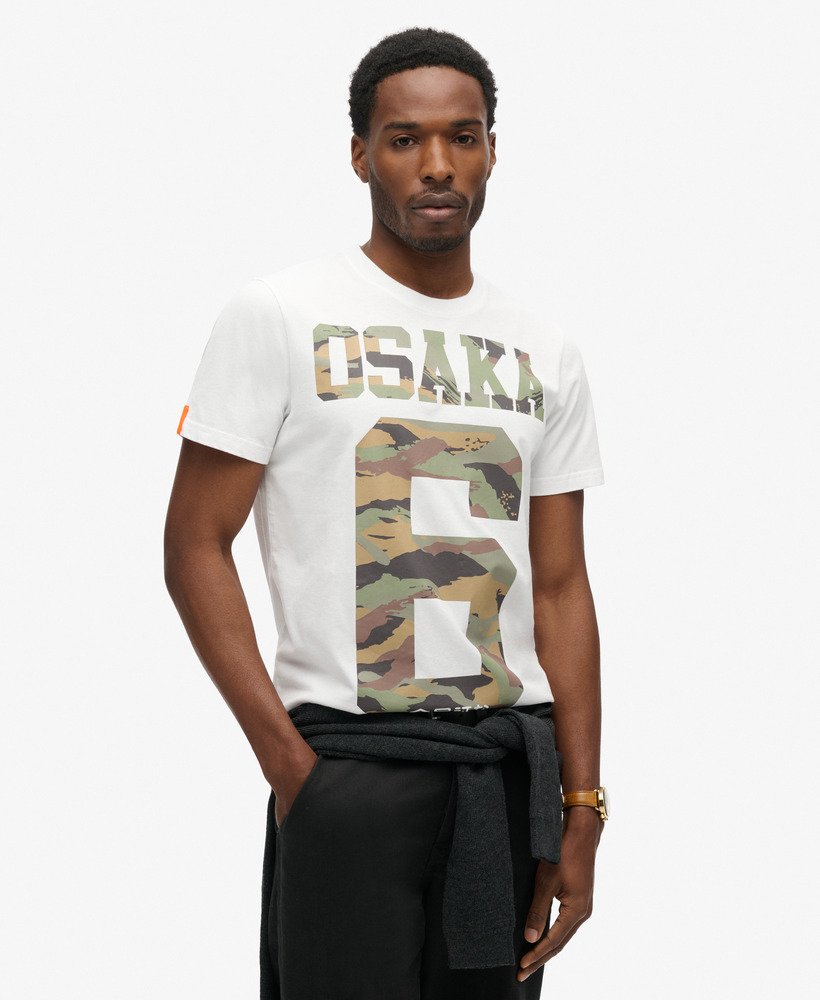 mens Osaka 6 Camo Standard T-Shirt in OPTIC | Superdry US