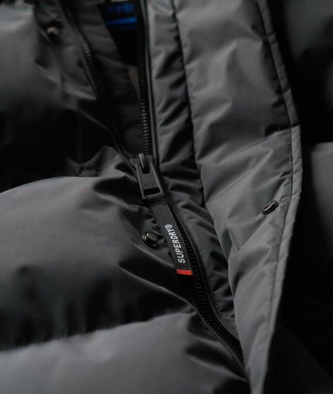 Hooded Mid Length Sports Puffer Jacket